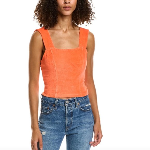 Monrow Tops - MONROW Georgia Peach Terry Cloth Cropped Tank Women's Medium NEW
